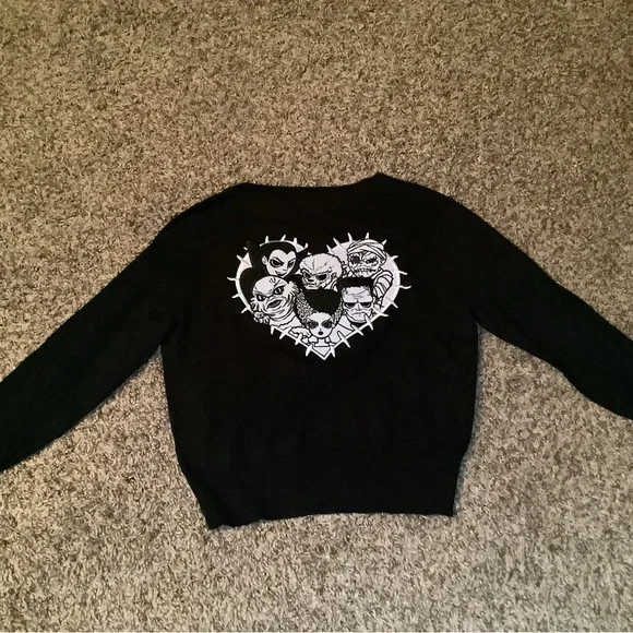 Stitch shoppe by loungefly universal monsters cropped cardigan, black, size: M - Picture 7 of 11